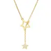 Collar de Estrella de Diamante Brillante para Mujer, Diseño de Nicho Estilo Ins, Diseño de Borla Hueca, Cadena Sencilla y Elegante para la Clavícula