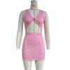Vestido Feminino Amazon Sexy Decote V Curto Estampado Listrado Texturizado Bodycon Alça Vestido Su2423 Sem Mangas