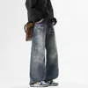 Fengshe Roupa Masculina / Nova Coleção de Outono Estilo Americano Marca da Moda Jeans de Corte Reto Levemente Solto Recomendado por Influenciadores da Internet para Homens e Mulheres