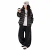 Conjunto de duas peças de moda outono 2026 para meninas, suéter de manga longa solto e versátil e calça casual, estilo coreano, solto e elegante