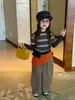 Ropa Infantil Fruta Winnie 2026 Otoño Nuevas Llegadas Ropa Infantil Niñas Camiseta Rayada de Falso Dos Piezas Cintura Ceñida Camiseta Versátil