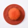 Boina Nueva de Color Sólido con Pompón Mezcla de Lana Moda Cómoda Gorro Pullover Doble Capa Cálido Gorro de Punto Sencillo
