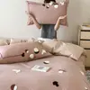 Estilo fresco y sencillo, juego de toallas bordadas con temática de setas, tamaño individual o doble, ropa de cama cálida, tejido de algodón puro cepillado, juego de tres o cuatro piezas, textiles para el hogar