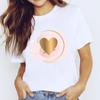 Comércio exterior 2023 nova cor graffiti amor estampado camiseta de manga curta feminina peça única entrega Gola redonda