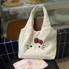 Bolsa de lona plissada fofa estilo coreano do gato KT 2026 novo modelo bolsa de ombro tote de grande capacidade bolsa de mão para o dia a dia para mulheres