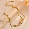 Tornozeleira Elegante de Titânio em Forma de Coração e Cabaça para Mulheres, Estilo de Férias na Praia de Verão, Sensação de Alto Padrão, Corrente de Tornozelo Não Desbota
