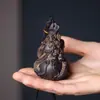 Peça de Mão de Cabacinha Esculpida em Madeira de Ágar com Múltiplos Filhos e Bênçãos, Pingente de Escultura em Madeira para Pendurar ou Brincadeira Portátil, Ornamento Artesanal
