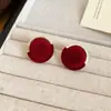 Pendientes Redondos de Terciopelo Geométricos Aguja de Plata Otoño e Invierno Pendientes de Moda Estilo Hong Kong Retro Pendientes de Nicho de Alta Gama para Mujer
