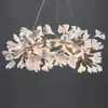 Lustre Criativo de Cerâmica Folha de Ginkgo Transfronteiriço Luminária Artística para Restaurante Iluminação Minimalista Pós-Moderna para Quarto Principal