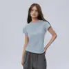 Han Yi Qi 2025 Ajuste Delgado Estilo Retro Americano Cuello Redondo Color Sólido Manga Corta Camiseta Casual Versátil