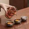 Juego de Tazas de Vidrio y Titanio Puro para el Festival de Medio Otoño con Caja de Regalo de Malla, Juego de Té Portátil para Viaje, Regalo de Negocio Souvenir para Viajes al Aire Libre