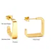 Brincos Quadrados Vazados em Forma de C Transfronteiriços, Estilo Minimalista, Sensação de Alto Padrão, Brincos Elegantes, Joias de Aço Inoxidável 14K