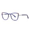 Nuevos lentes transfronterizos anti-luz azul 3131 montura de metal TR con textura de anillo, estilo europeo y americano para fotos callejeras, espejo plano decorativo sencillo