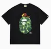 Hit da Internet de Verão 24: Camiseta bAPe Cabeça de Macaco Macaquinho, Camuflagem, Camiseta Unisex Manga Curta Gola Redonda