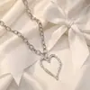 Estilo Europeo y Americano Transfronterizo de Moda Dulce-Cool Corazón Grande Cadena para Clavícula Exagerada de Gran Venta Moda Doble Capa Imitación de Perla Barroca Collar
