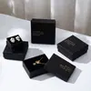 Caja de Joyería Negra Estampada en Oro, Caja de Regalo para Collares, Anillos, Pendientes, Caja de Embalaje para Joyería, Joyería