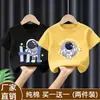 Camiseta de Verão de Algodão Puro de Manga Curta para Meninos 2026 Nova Estampa de Desenho Roupas Infantis Tops Finos para Bebês Meninos t