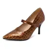 2025 Nuevos Zapatos de Suela de Piedra a Cuadros para Primavera y Otoño Zapatos de Tacón Alto Puntiagudos Tallas Grandes 40-48 Zapatos de Comercio Exterior