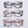 Moda Transfronteriza Floral Montura Pequeña Luz Azul Gafas Ojo de Gato Estilo Europeo y Americano Mismo Estilo Trendy Color Placa Gafas Planas