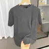Camiseta Masculina de Verão com Listras Verticais, Gola Reta, Manga Curta, Punhos, Estilo Old Money, para Fitness, Trabalho e Uso Casual