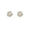 Estilo Ins Simples Estilo Coreano Brincos de Flor Pérola Brincos de Flor Parafuso Piercing Bola Doce Brincos de Pérola