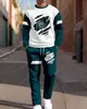 Conjunto de Sudadera Casual de Moda Europea y Americana Temu Transfronterizo Nuevo Conjunto de Dos Piezas Holgado para Hombre con Cuello Redondo y Pantalones