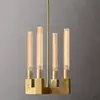 Lustre de Cobre Puro Estilo Americano Rh, Lustre de Vidro Pós-Moderno de Luxo Leve para Sala de Estar e Sala de Jantar, Lustre Quadrado de Alta Qualidade Transfronteiriço