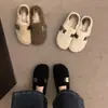 Zapatos mullidos para mujer para uso exterior, elegantes mocasines slip-on estilo hada nuevos para otoño e invierno 2026, zapatos de algodón peludo de suela plana para mujer