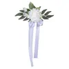 Flores artificiales de rosa para espejo retrovisor de coche de bodas, decoración de cinta para convoy de bodas, flores para coche en rosa champán, morado taro y borgoña