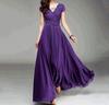Vestido europeo y americano de gasa transfronterizo de gran vuelo elegante para mujer, primavera y verano, de cintura alta, a la moda, de color liso para mujer