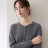 Cárdigan de cachemir de punto trenzado estilo francés minimalista con cuello redondo para mujer, holgado y ligero, adecuado para ir al trabajo en otoño e invierno, chaqueta suéter de lana tejida