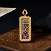 Pingente Thangka de Xizang, Pingente de Colar Thangka da Tara Verde de Cinco Faces, Colar Thangka de Aço Titânio, Pingente de Caixa Ga'U