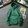 Sudadera con capucha de terciopelo de otoño e invierno de nueva llegada transfronteriza para mujer talla grande estudiante holgada con estampado de letras uniforme de clase top chaqueta