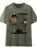 Camiseta de Manga Corta de Algodón Puro Lavada Vintage Talla Grande con Cordón Hombro Normal para Mujer, Top Holgado de Estampado Retro de Verano Nicho
