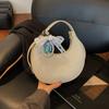 Bolso Nuevo de Color Sólido Forma de Media Luna Primavera 2025 Elegante Simple Moderno Estilo Coreano Hombro Único Cruzado de Mano Debajo del Brazo para Mujer