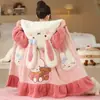 Pijama infantil outono e inverno 2024 meninos e meninas espessado jacquard pelúcia infantil desenho animado roupão calça conjunto