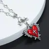 Estilo Gótico Colgante de Corazón Rojo Vintage con Candado Collar de Aleación Punk Corazón Mariposa Personalizado Cadena de Suéter Transfronteriza
