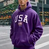 Comercio Exterior Transfronterizo Otoño e Invierno Estilo Americano Letras Impresas Sudadera con Capucha, Moda Casual Holgada Manga Larga