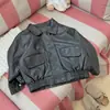 Chaqueta de Cuero para Niña Otoño 2026 Nueva Vintage Cool Abrigo de Piel Sintética PU Holgado Hombro Caído Chaqueta de Motocicleta para Niños Moderna