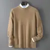 Baicai Rong Nuevo Suéter de Lana Pura Otoño/Invierno para Hombre Grosor Extra Cuello Redondo Jersey Simple Casual de Negocios Capa Base de Punto