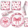 Decoración de Cumpleaños de Lazo Nuevo Suministros para Fiesta Diseño Temático Banner Desechable Bandera de Arrastre Plato de Cena Vaso de Papel Papel Tisú