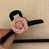 Diadema con horquilla de camelia de terciopelo rosa, tocado, accesorios para el cabello de alta elasticidad, pinza de tiburón, cordón para el cabello, accesorios para el cabello