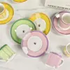 Transfronterizo Nórdico Simple Estilo Lujo Ligero Borde Dorado Porcelana de Hueso Juego de 12 Tazas y Platillos para Espresso Combinación Caja de Regalo Venta al por Mayor