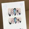 Estilo Ins Feminino Gatinho Unhas Usáveis Feitas à Mão Pura Clareamento de Alta Qualidade Manicure de Comprimento Médio Adesivos para Unhas Postiças Atacado