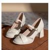 Plataforma Impermeável Tira Salto Grosso Salto Alto Sapatos Mary Jane Primavera 2025 Sapatos de Madrinha Boca Rasa Confortável Sapatos de Pérola