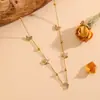 Joias de Aço Inoxidável Luxo Corrente Clavicular com Estrela Crescente Cravejada de Diamantes para Mulheres Versátil Não Desbota Colar Estrela Lua