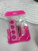 Nuevo traje portátil de manicura Rojo Rosa lima de uñas tira pulidora cepillo de cuerno herramienta exfoliante manicura juego de 6 piezas