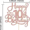 1 Pieza Decoración para Pastel Feliz 10º Cumpleaños con Estrellas Brillantes en Forma de Corazón y Otras Impresiones Planas, Ver Dibujo
