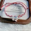 Pulseira Tecida 3D Prata DIY Nuvem Auspiciosa Fio Vermelho para o Ano de Nascimento, Pulseira da Sorte Prata Pura da Moda Atacado