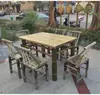 Silla de Bambú con Respaldo, Silla Antigua Hecha a Mano de Bambú y Ratán, Juego de Mesa y Sillas de Bambú para Balcón de Casa, Mesa de Bambú para Sala de Té